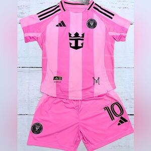 Kids Messi Adidas Soccer Jersey Youth Pink 25-26 Kit Jersey + Shorts TODDLER 5/6
